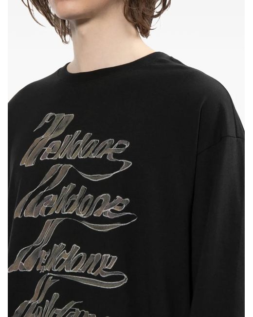 we11done Black Logo-Print Long-Sleeved T-Shirt for men