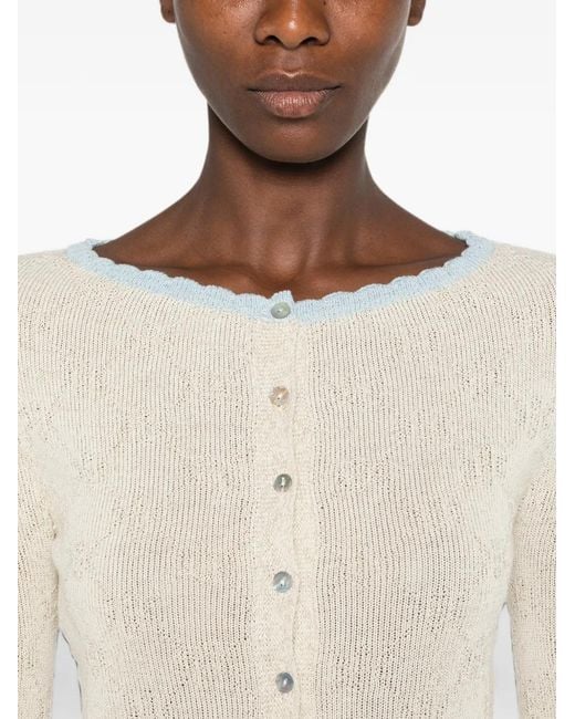Asta Resort White Franca Scallop-Edge Cardigan