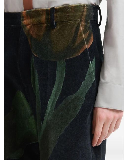Marni Black X Slawn & Soldier Tulip-Print Velvet Trousers for men