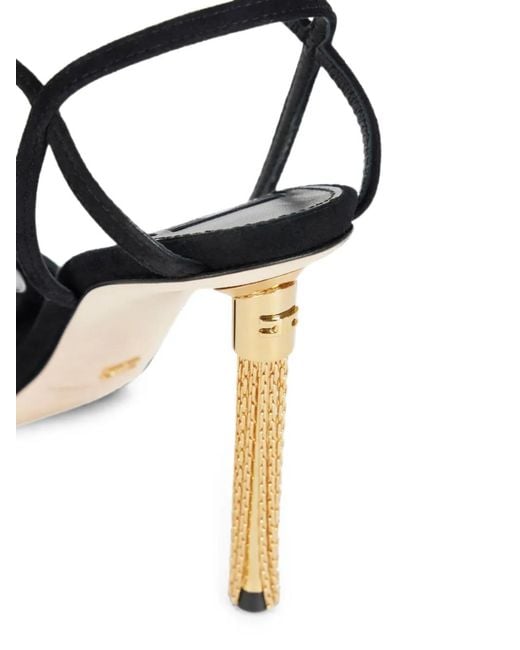 Elisabetta Franchi Black Suede Sandals With Tassel