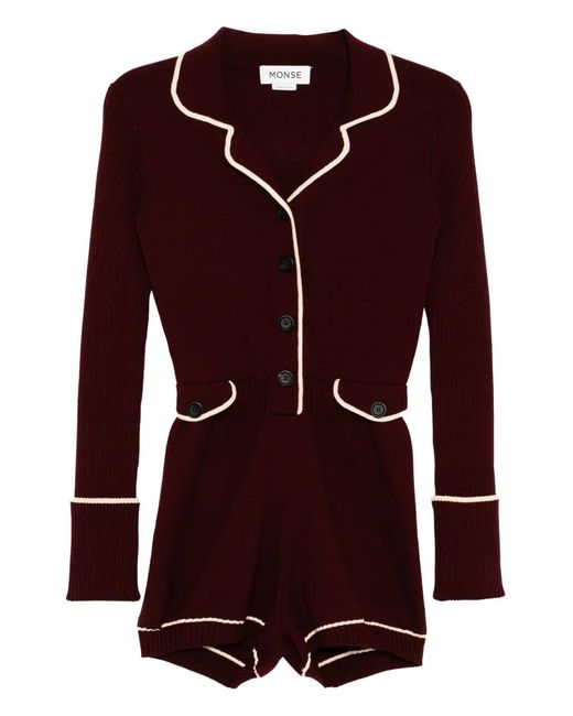 Monse Red Knitted Playsuits