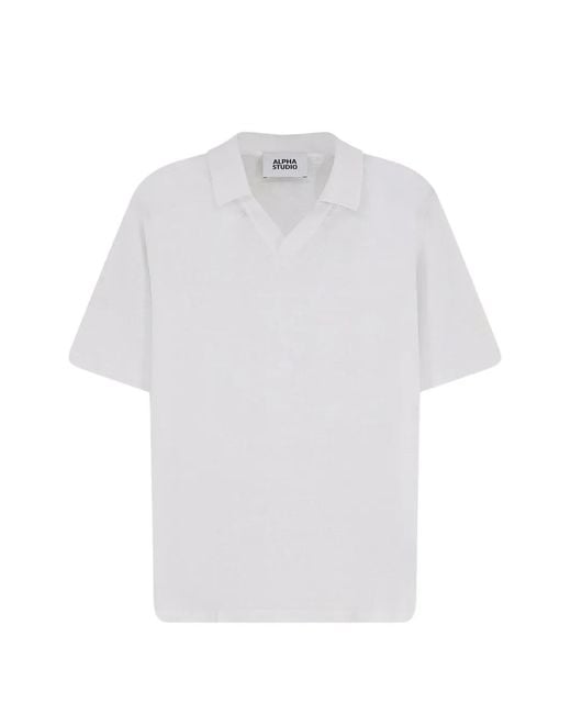Alpha Studio White V-Neck Short-Sleeve T-Shirt for men