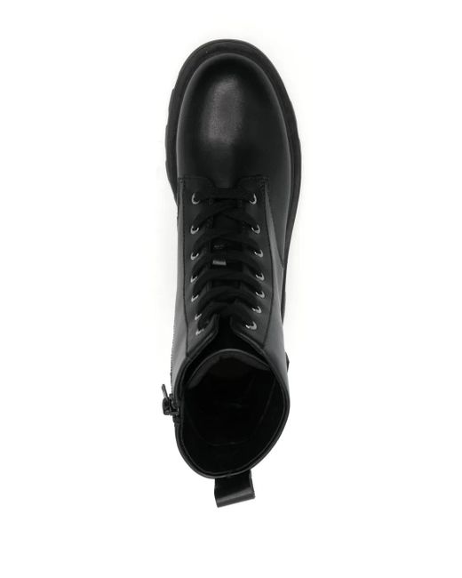 Blauer Black Faux-Leather Combat Boots