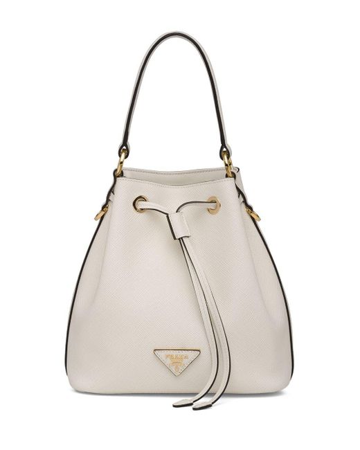 saffiano leather bucket bag prada