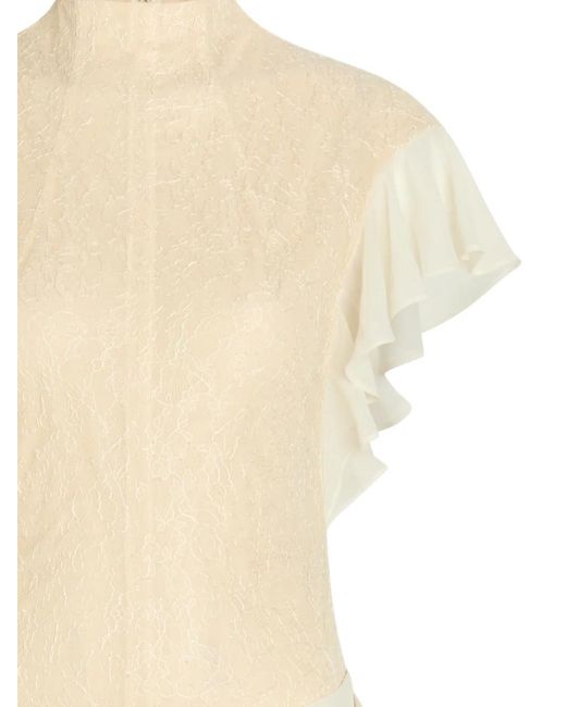 De La Vali White Noor Ruffled-Detail Mini Dress