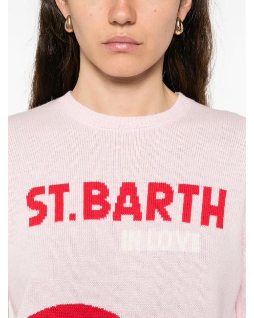Mc2 Saint Barth Pink Heart Graphic Jumper