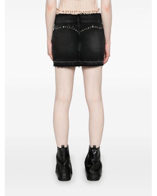 Guess USA Black Frayed-brim Denim Miniskirt