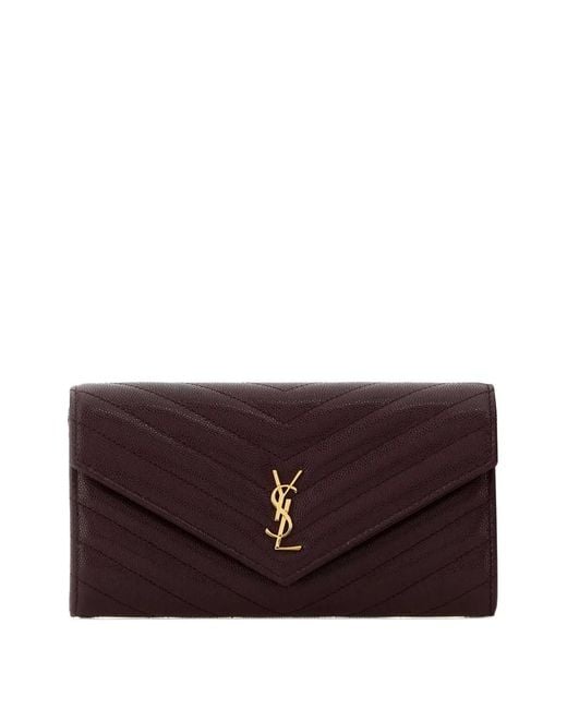 Saint Laurent Purple Cassandre Chevron-Quilted Wallet