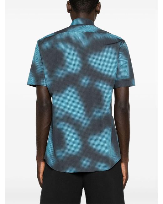 Karl Lagerfeld Blue Abstract-print Poplin Shirt for men