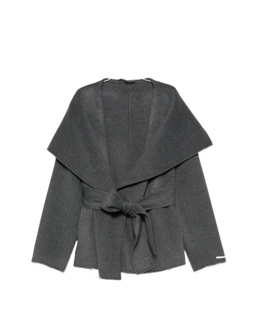 Marella Gray Mllpulcino Belted Shawl-Collar Coat