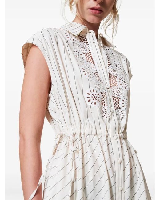 Twinset Maxi-Jurk Met Macramé Detail in het White