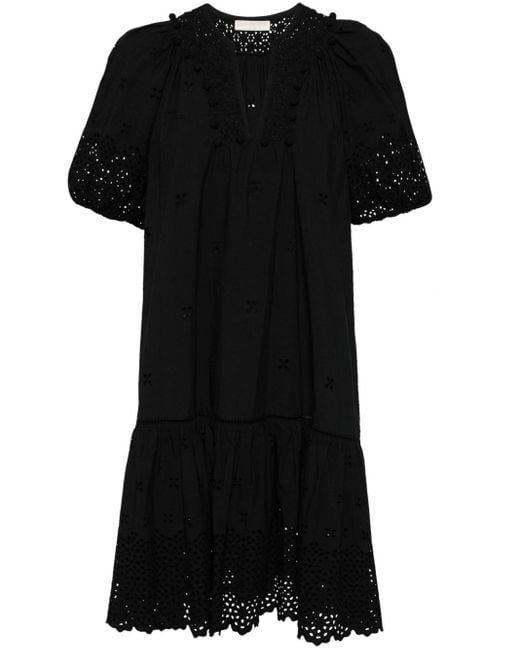 Ulla Johnson Mini-jurk Met Pofmouwen in het Black