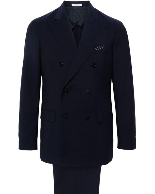 Boglioli Blue Double-breasted Wool Suit for men