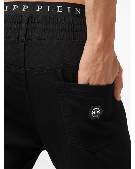 Philipp Plein Black Mid-Rise Slim-Fit Jeans for men
