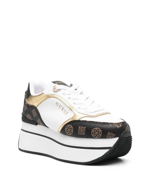 Guess White Camrio Platform Sneakers