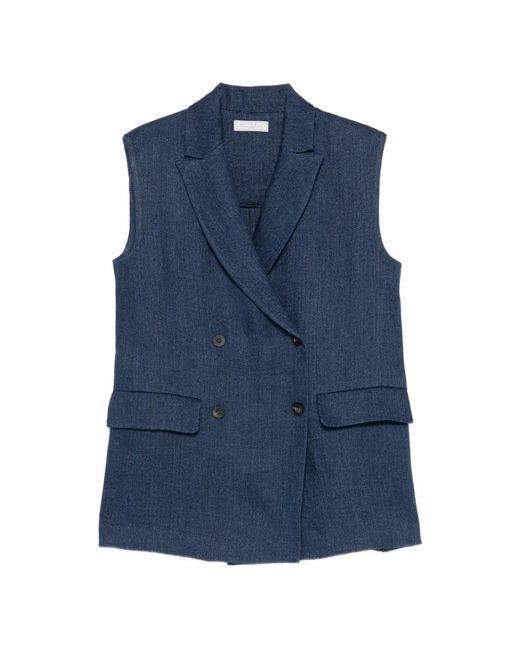Antonelli Blue Double-Breasted Sleeveless Blazer