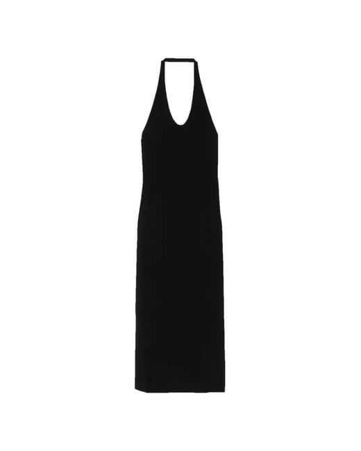 Totême Black Compact Knit Halter Dress