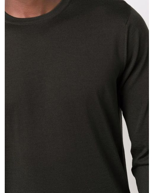 Dell'Oglio Black Crew-Neck Merino Jumper for men