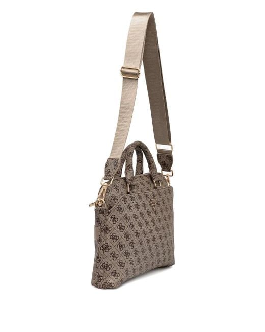 Guess White Logo-Plaque Top-Handle Bag