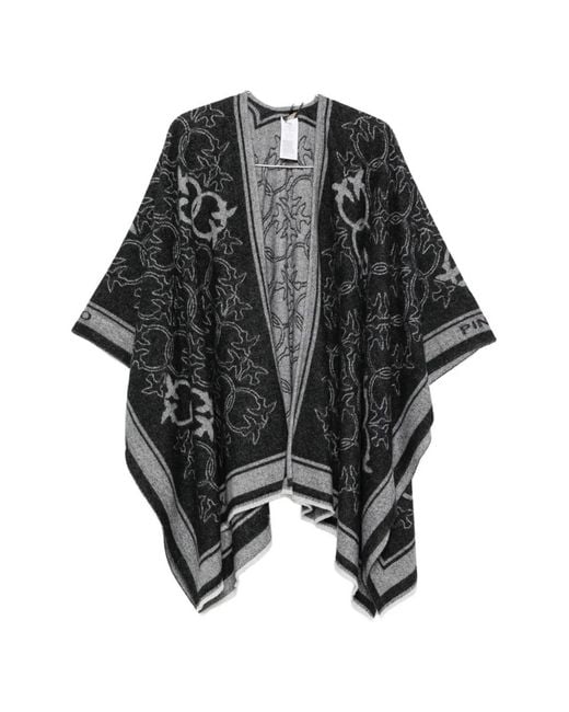 Pinko Black Croazia Monogram-Pattern Cape