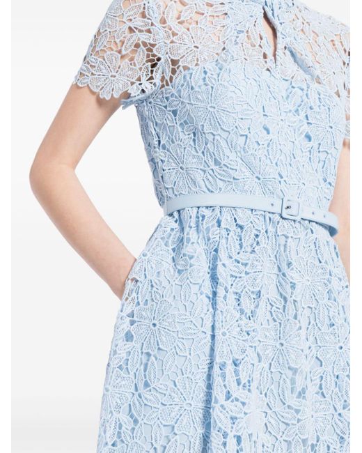 Self-Portrait Blue Floral-lace Midi Dress