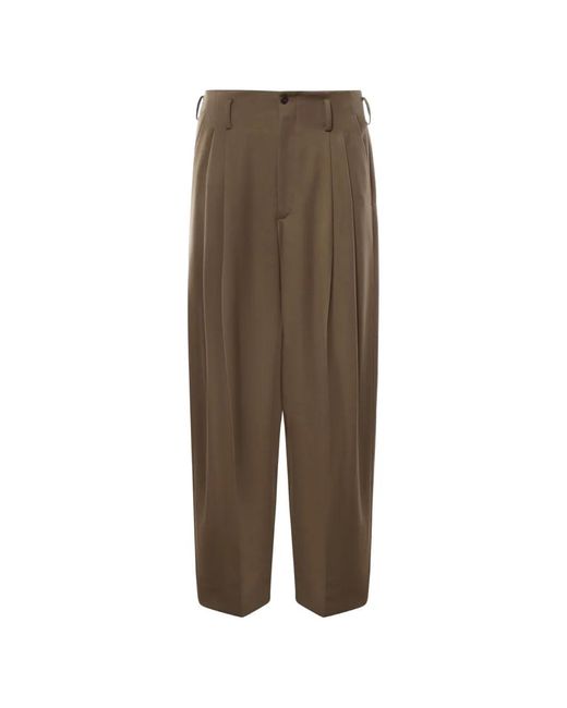 Hed Mayner Natural Pleated Button-Fastening Trousers for men
