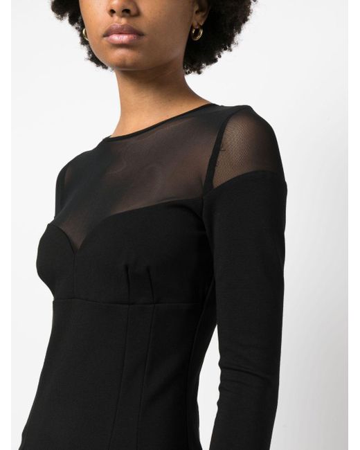 Pinko Black Long-sleeve Midi Dress