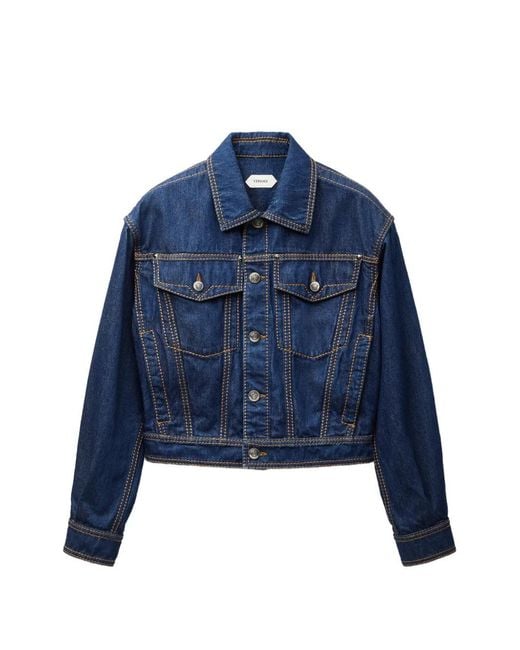 Versace Blue Contrast-Stitch Denim Jacket