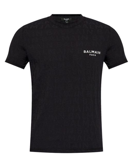 メンズ Balmain ロゴ Tシャツ Black