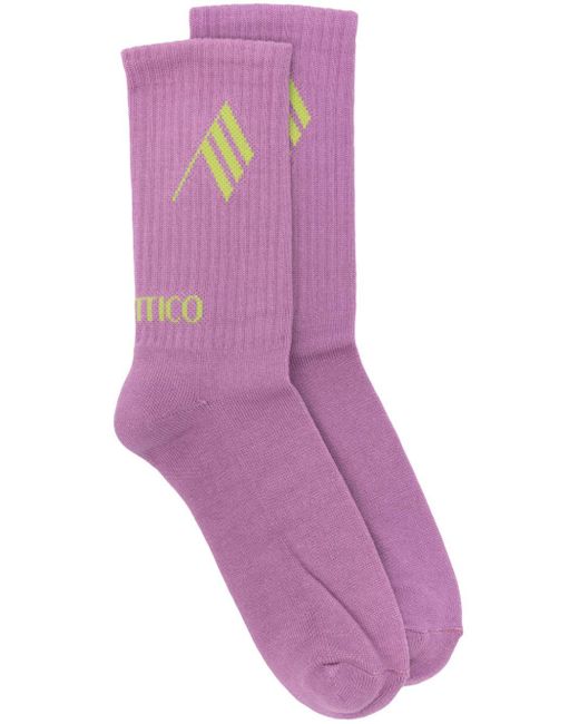 The Attico Purple Logo-jacquard Ankle Socks