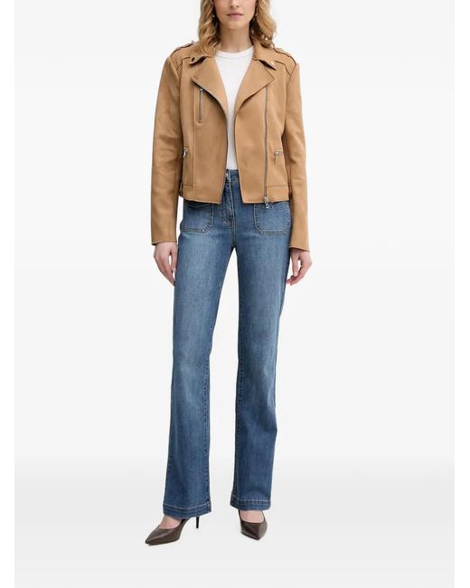 Morgan Blue Button-Pocket Flared Jeans