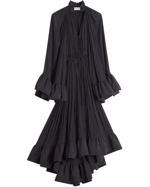lanvin dress black Black Long Embroidered Charmeuse Evening Gown main image 1