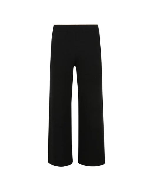 Kiton Black Wide-Leg Knitted Trousers