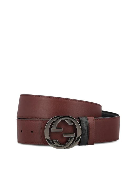 Gucci Brown Interlocking G Calfskin Belt for men