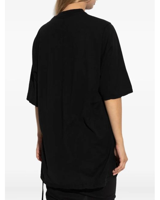 Rick Owens Black Short-Sleeve Draped-Hemline Top