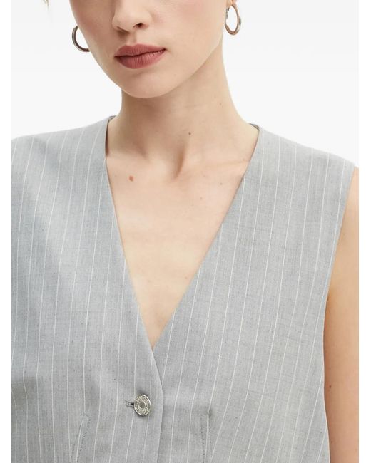 Moschino Gray Pinstripe-Pattern Button-Fastening Waistcoat