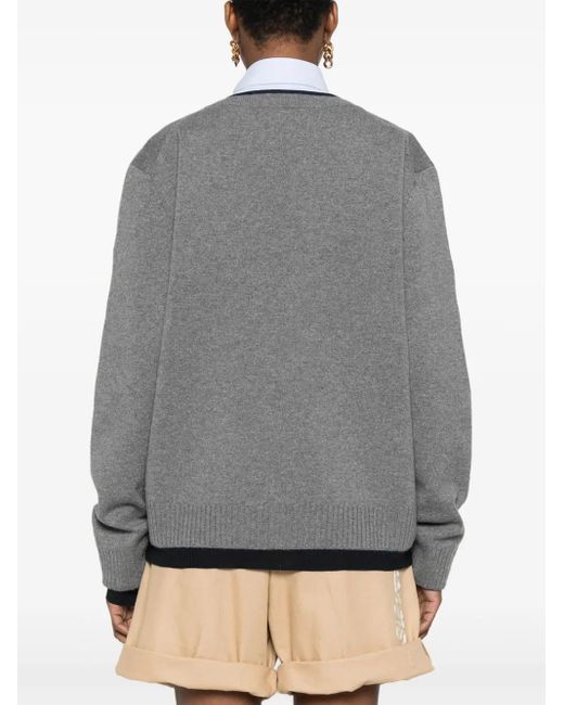 Pull À Col V Miu Miu en coloris Gray