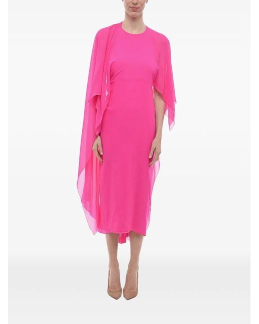Stephan Janson Pink Cosima Batwing-Sleeve Silk Midi Dress