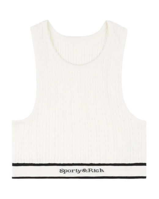 Sporty & Rich White Cable-Knit Sports Bra