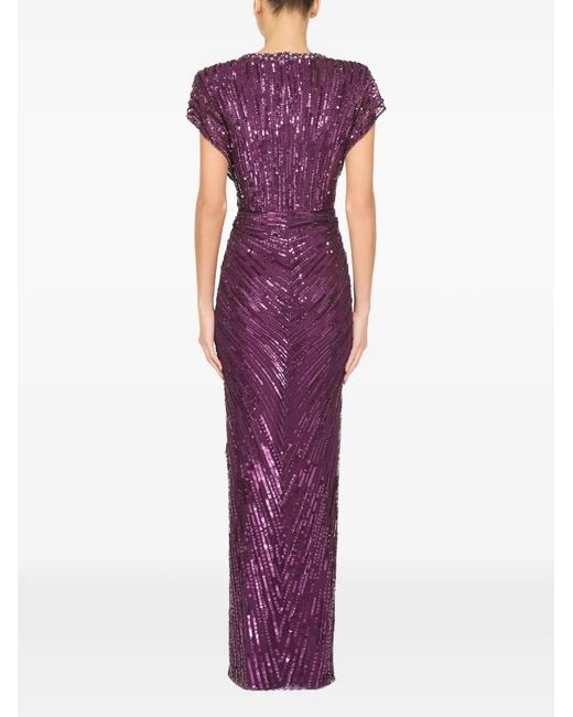 Jenny Packham Purple Lacie Sequin-Embellished Maxi Dress