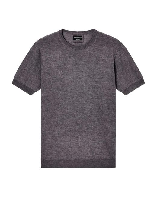 Giorgio Armani Gray Short Sleeve Sweater for men