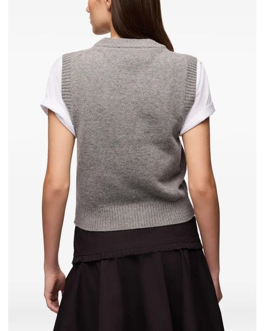 Ganni Gray Vest With Flowers