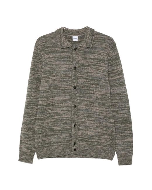 Aspesi Gray Button-Down Knitted Cardigan for men