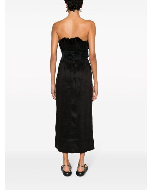 Aje. Black Strapless Knot-detail Midi Dress