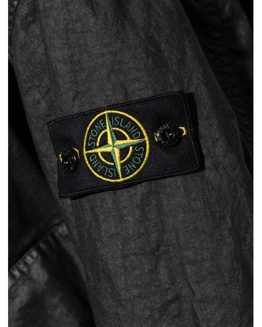 Stone Island Black Jacket Organic Look Nylon Panama-Tc for men