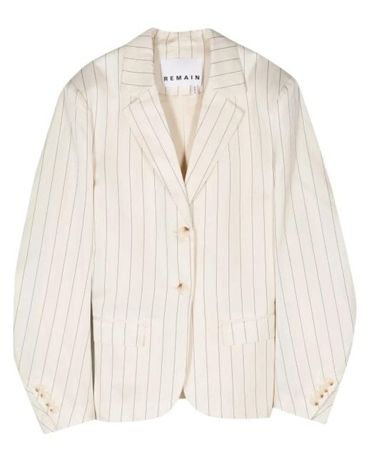 Remain Natural Drapy Pinstriped Single-Breasted Blazer