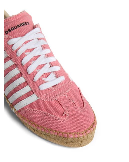 DSquared² Pink Stripe-detail Lace-up Espadrilles