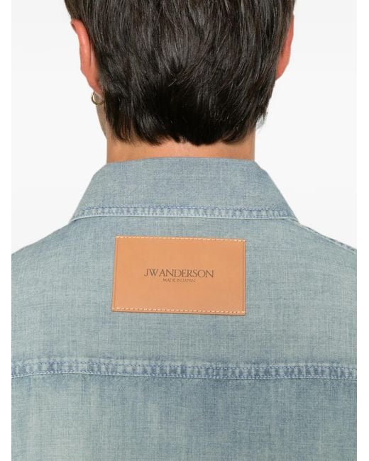 J.W. Anderson Blue Chambray Logo-Patch Chest-Pocket Cotton Shirt for men