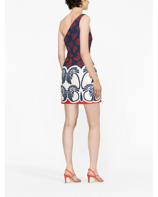 LaDoubleJ Blue Palmetto Placée-Print Minidress