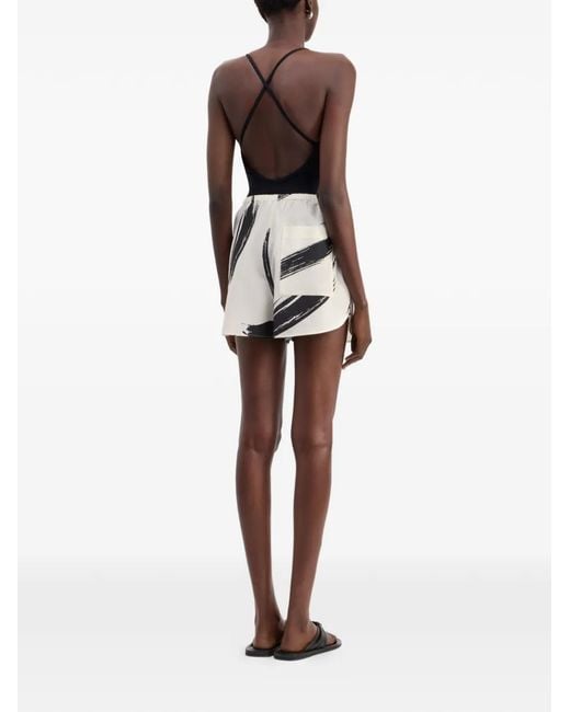 Loulou de Saison White Nilo Elasticated Printed Shorts